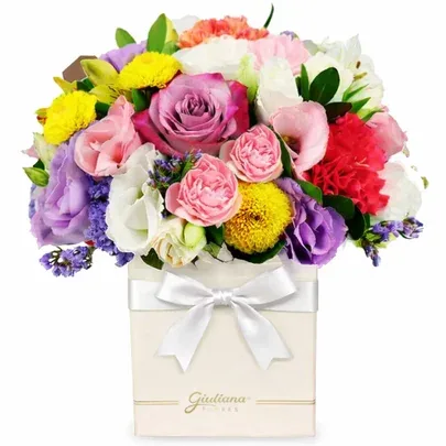 Arranjo de Mix de Flores no Box White
